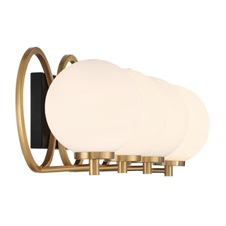 Alhambra 4-Light Bathroom Vanity Light in Matte Black with Warm Brass