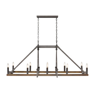 Harwell 56'' Wide 10-Light Linear Chandeliers - Antique Millwood