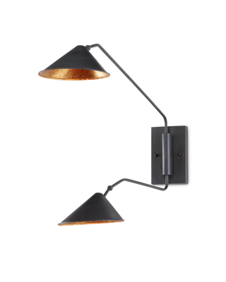 Serpa Black Double Swing-Arm Wall Sconce