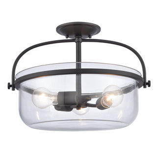 Wentworth 17'' Wide 3-Light Semi Flush Mount - Matte Black