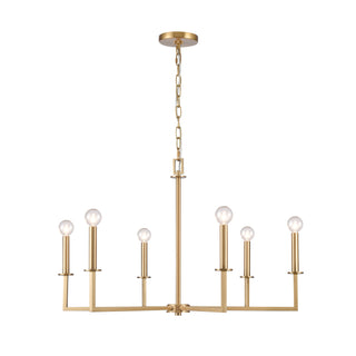 Dunne 30'' Wide 6-Light Chandeliers - Lacquered Brass