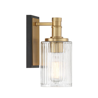 Concord 1-Light Bathroom Vanity Light in Matte Black with Warm Brass