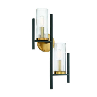 Midland 2-Light Wall Sconce in Matte Black with Warm Brass Accents Matte Black with Warm Brass Accents