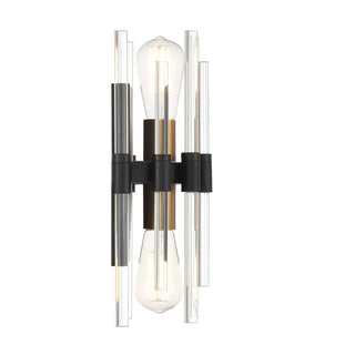 Santiago 2-Light Wall Sconce in Matte Black with Warm Brass Accents