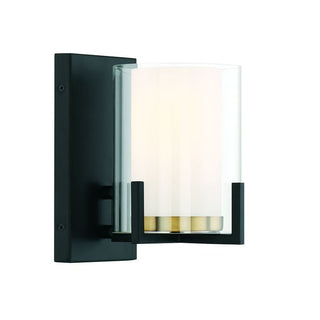 Eaton 1-Light Wall Sconce in Matte Black with Warm Brass Accents Matte Black with Warm Brass Accents