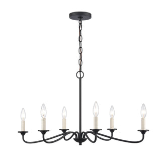 Ellisville 30'' Wide 6-Light Chandeliers - Matte Black