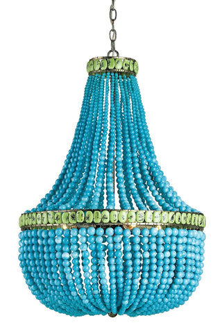 Hedy Turquoise Beaded Glass Chandelier