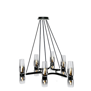 Flame Chandeliers - Matte Black With Chrome