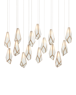 Glace White 15-Light Linear Multi-Drop Pendant