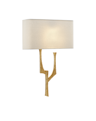 Bodnant Gold Wall Sconce, White Shade, Left