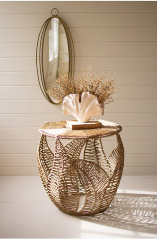 FERN DETAIL SEAGRASS SIDE TABLE