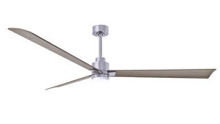 72 Inch Alessandra series  3-blade transitional ceiling fan. Multiple finish options to choose from. Brushed Nickel / Gray Ash Finish / 72 Inch