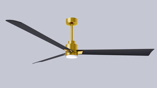 72 Inch Alessandra series  3-blade transitional ceiling fan. Multiple finish options to choose from. Brushed Brass / Matte Black Finish / 72 Inch