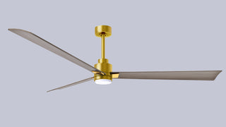 72 Inch Alessandra series  3-blade transitional ceiling fan. Multiple finish options to choose from. Brushed Brass / Gray Ash Finish / 72 Inch