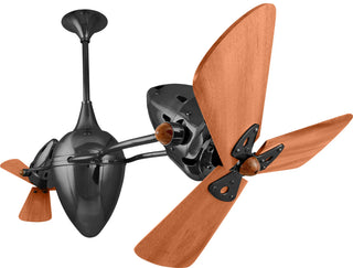 Ar Ruthiane series 360° dual headed fan with Mahogany Blades.  Multiple finishes available