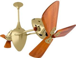 Ar Ruthiane series 360° dual headed fan with Mahogany Blades.  Multiple finishes available