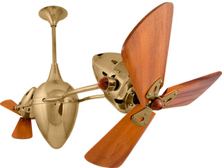 Ar Ruthiane series 360° dual headed fan with Mahogany Blades.  Multiple finishes available