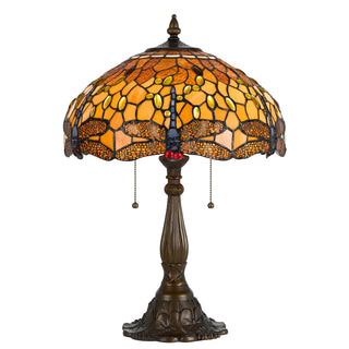 60W X 2 Tiffany Table Lamp With Zinc Cast Base