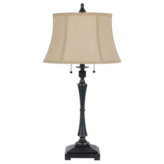 60W X 2 Madison Table Lamp With Burlap Shade And Pull Chain Switch