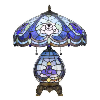 60W X 2 Tiffany Table Lamp With 7W Night Light