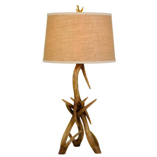 150W 3 Way Drummond Antler Resin Table Lamp With Burlap Shade