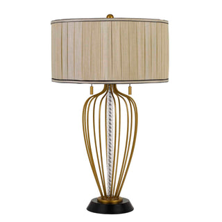 Laval 60W X 2 Metal Table Lamp With Pleated Softback Fabric Shade And Pull Chain Switch