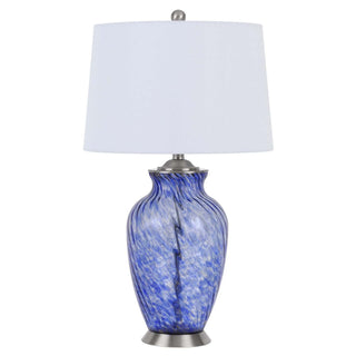 150W 3 Way Ashland Glass Table Lamp With Hardback Taper Drum Fabric Shade