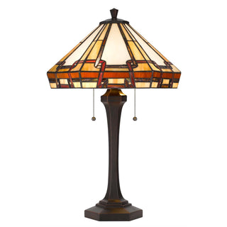 60W X 2 Tiffany Table Lamp With Pull Chain Switch With Resin Lamp Body