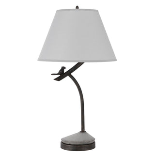 Rancho Metal Table Lamp With Organic Design And Linen Hardback Shade And Weighted Base