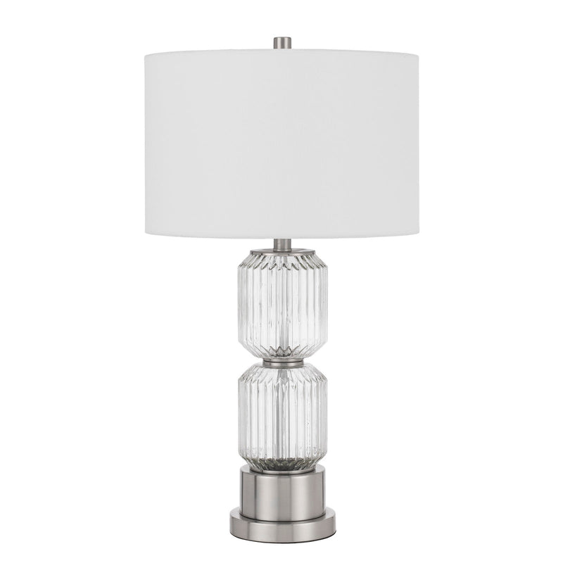 Bresso Fluted Glass Table Lamp With Hardback Drum Shade
