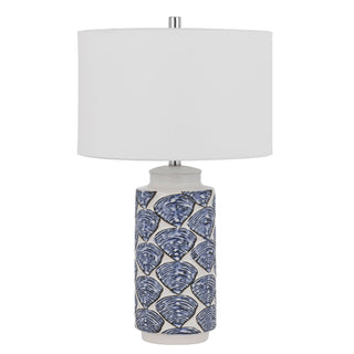 Cambiago Ceramic Table Lamp With Seashell Design And Linen Drum Shade