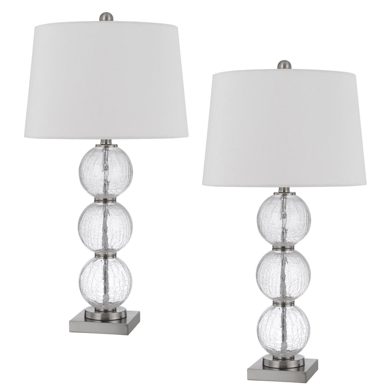 150W 3 Way Crosset Crackle Glass Table Lamp, Priced And Sold As Pairs