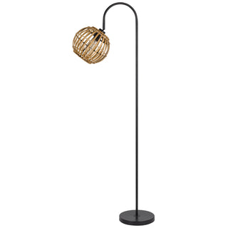 60W Worcrest Downbridge Metal Floor Lamp With Bamboo Shade