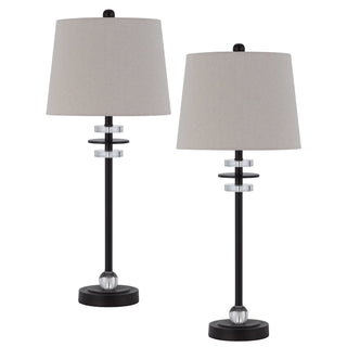 60W Sitka buffet lamp with crystal accent font and hardback taper drum fabric shade (sold as pairs)