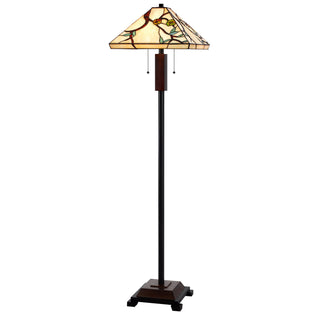 60W x 2 metal/resin Tiffany floor lamp  with pull chain switches