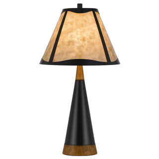 150W 3 way Clemente metal/birch wood mica table lamp