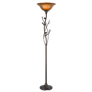 150W 3 Way Pinecone Torchiere With Glass Shade