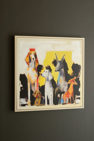 FRAMED ACRYLIC PAINTING - DOGS