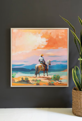 FRAMED ACRYLIC PAINTING - COWBOY