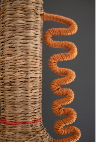 RECYCLED PAPER ROPE AND IRON PENDANT LIGHT WITH SQUIGGLE DETAIL