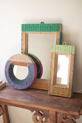 SET OF THREE RECYCLED PAPER FRAMED MIRRORS