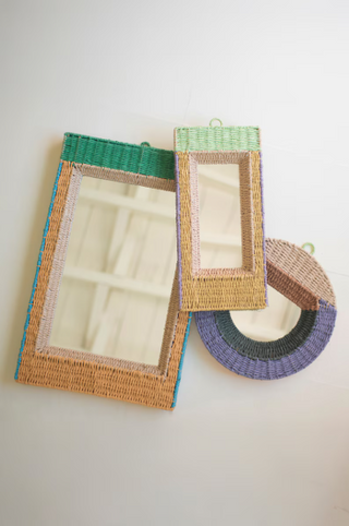 SET OF THREE RECYCLED PAPER FRAMED MIRRORS