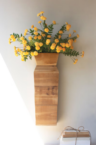 RECYCLED WOOD TABLE TOP/WALL VASE -NATURAL