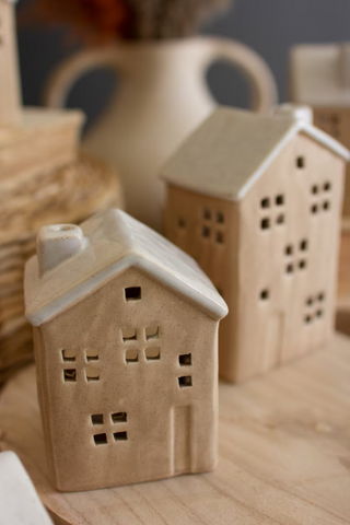 SET OF FIVE CERAMIC HOUSES