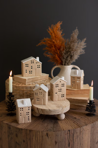 SET OF FIVE CERAMIC HOUSES