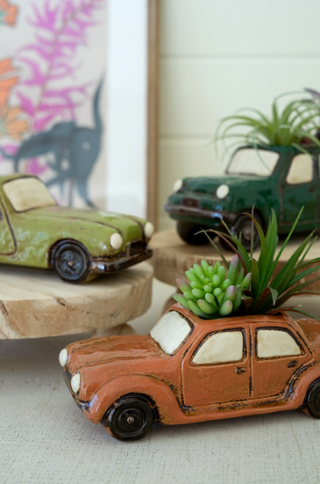 SET OF THREE CERAMIC CARS PLANTERS