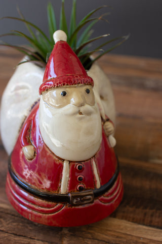 CERAMIC SANTA WITH TOY SACK PLANTER