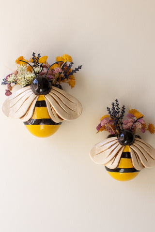 SET OF TWO CERAMIC BEES WALL PLANTERS