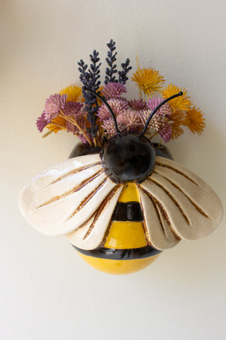 SET OF TWO CERAMIC BEES WALL PLANTERS