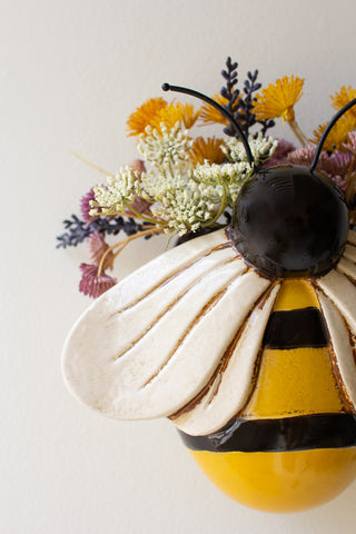 SET OF TWO CERAMIC BEES WALL PLANTERS